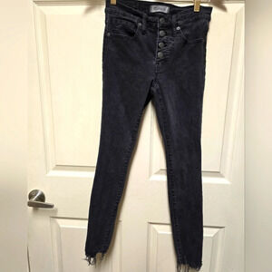 Madewell Women’s Distressed Black High-Rise Skinny Button Fly Sz25 Petite